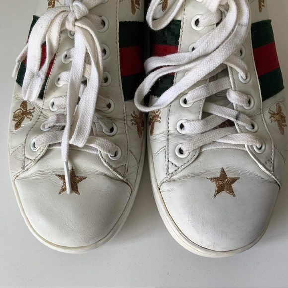 ❤️ GUCCI ACE BEES AND STARS ❤️ SIZE 8 1/2 SNEAKERS - Picture 3 of 4